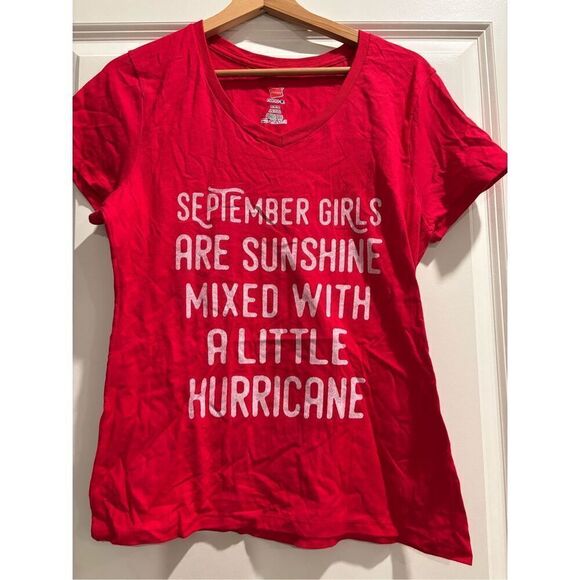 September Girls are Sunshine Mixed with Hurricane Women's V-neck size Medium - Picture 1 of 2